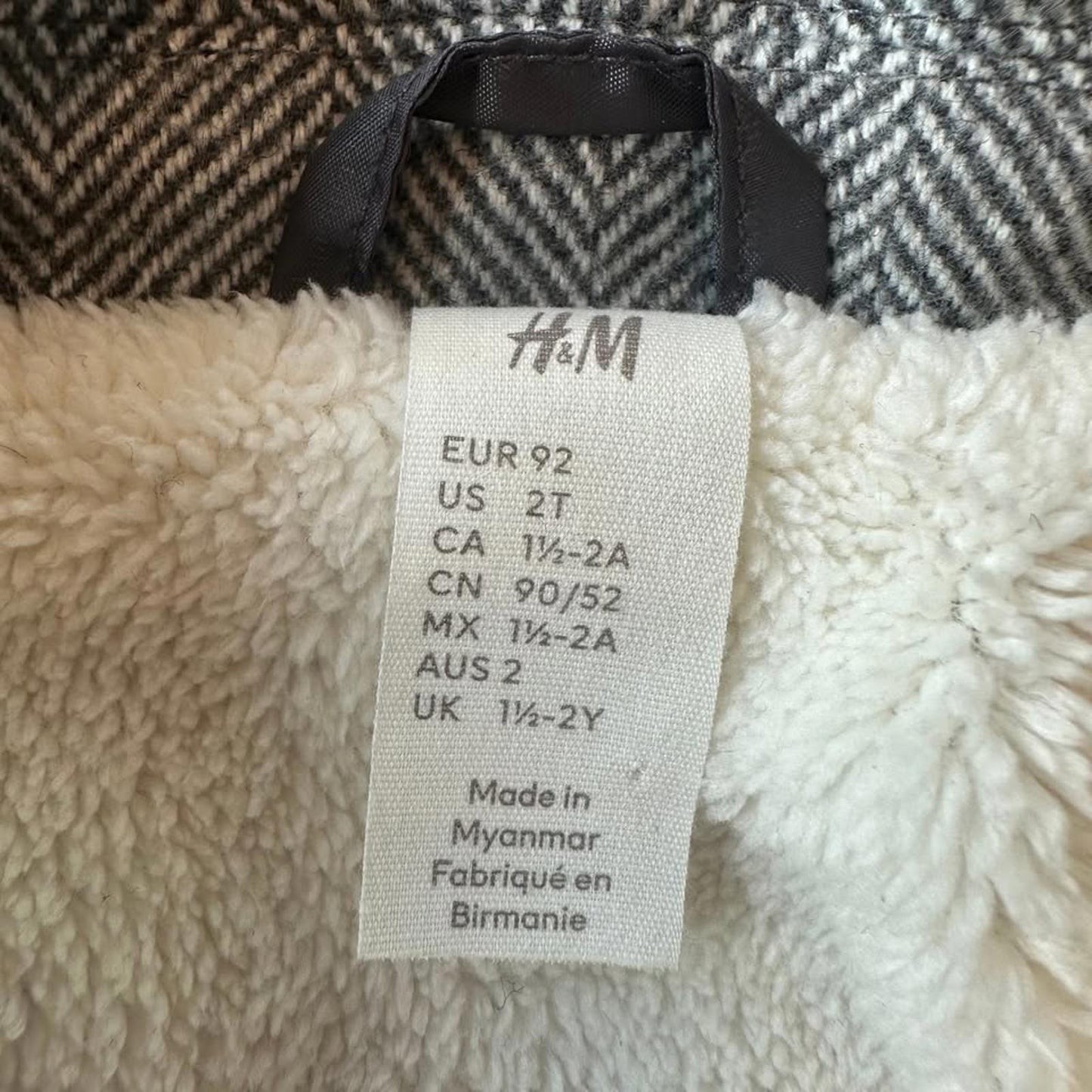 H&M 6% wool grey toddler coat size 2T