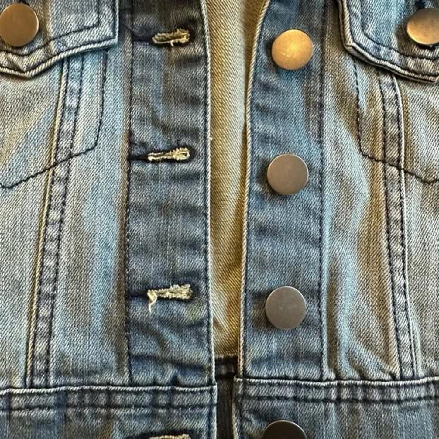 Faux fur collar kids sleeveless denim vest size 7/8