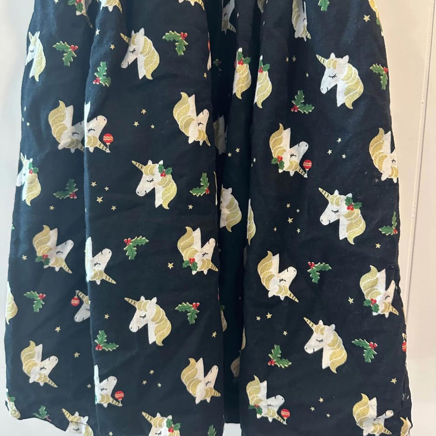 Unicorn print black lined dress size 10 kids