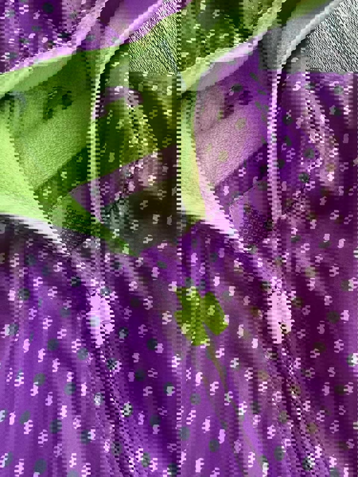 Purple & green polka dot rain jacket with flowers size 6