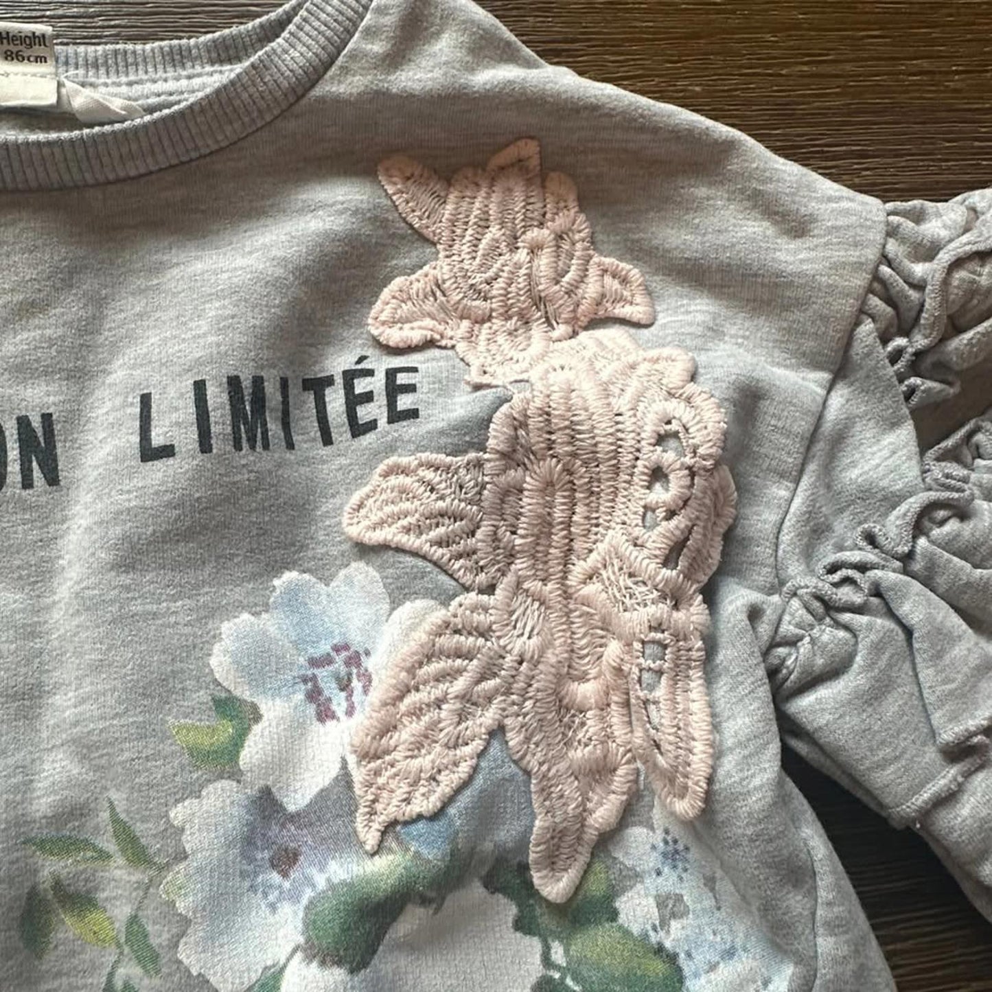 River Island mini baby sweatshirt with 3D flowers size 12-18 months