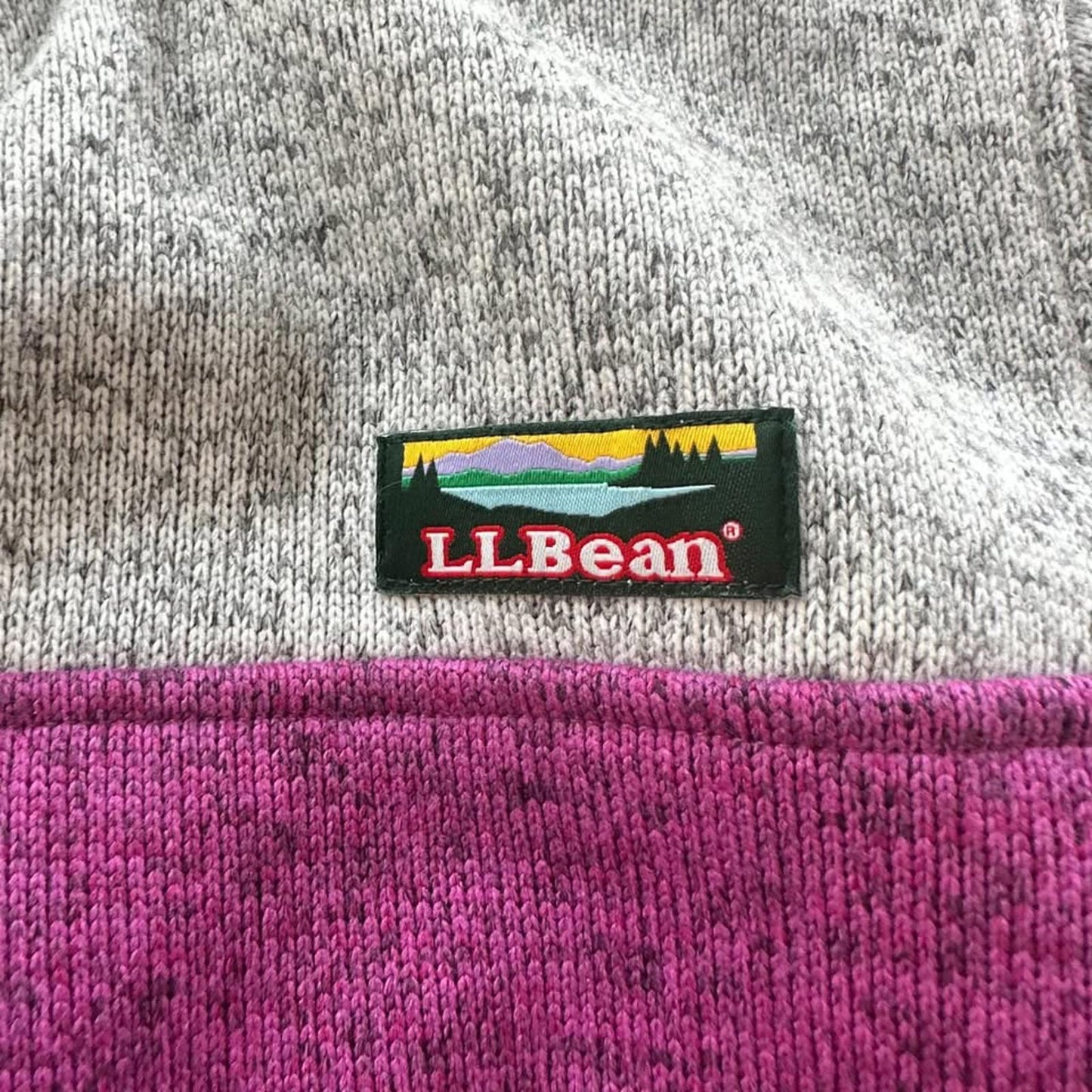 L.L. Bean kids purple & grey quarter snap colorblock fleece pullover sweater size M (10/12)
