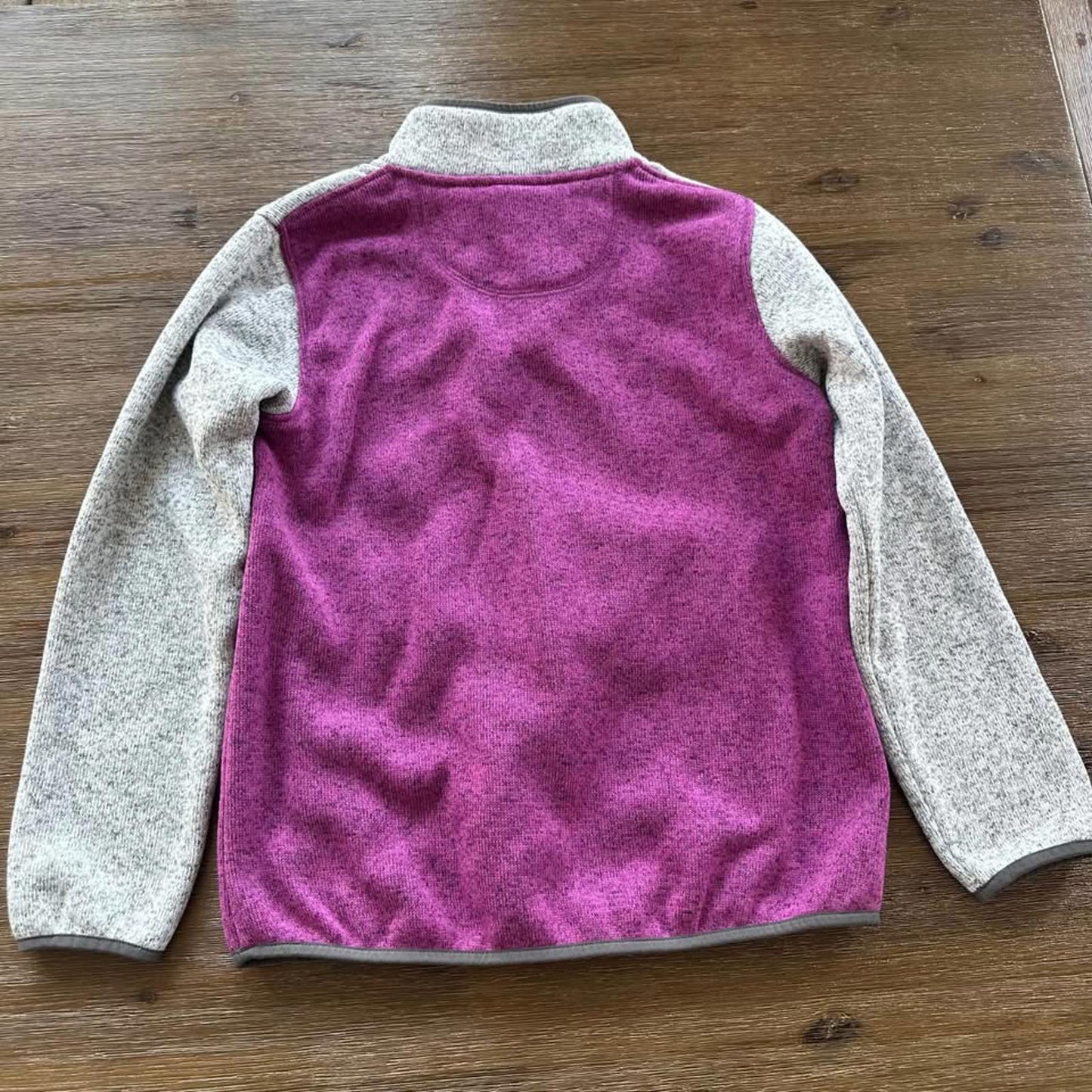 L.L. Bean kids purple & grey quarter snap colorblock fleece pullover sweater size M (10/12)