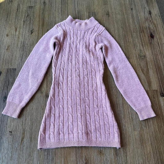 kids pink long sleeve sweater dress size 7/8