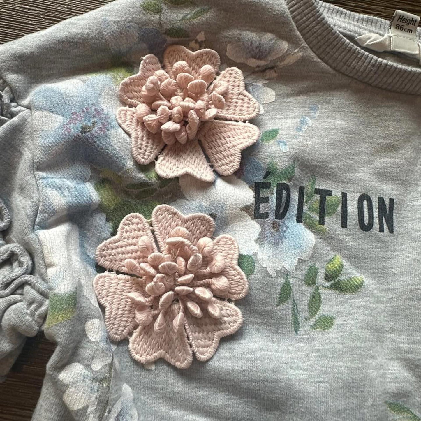 River Island mini baby sweatshirt with 3D flowers size 12-18 months