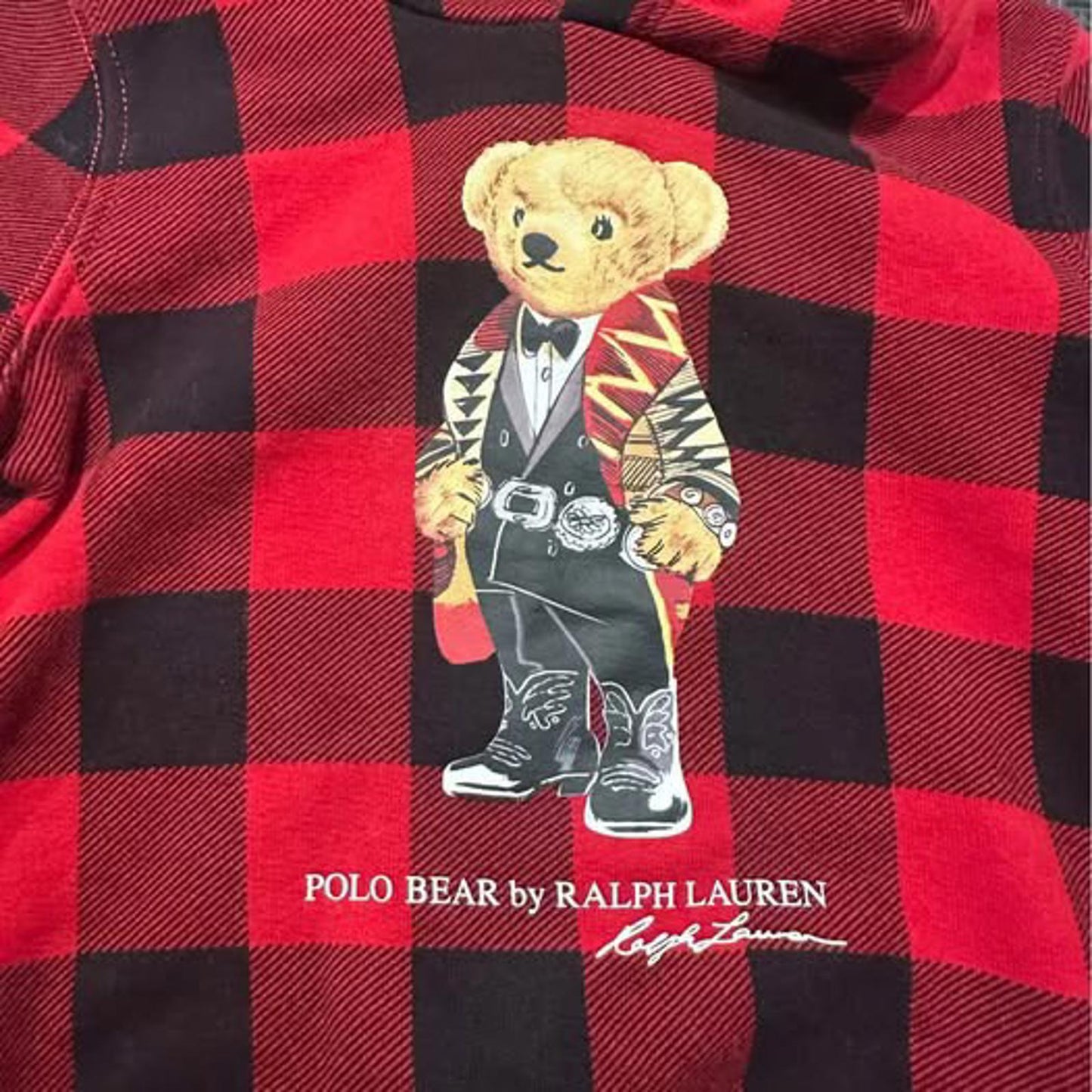 Polo Bear by Polo Ralph Lauren red and black toddler hoodie size 3/3T