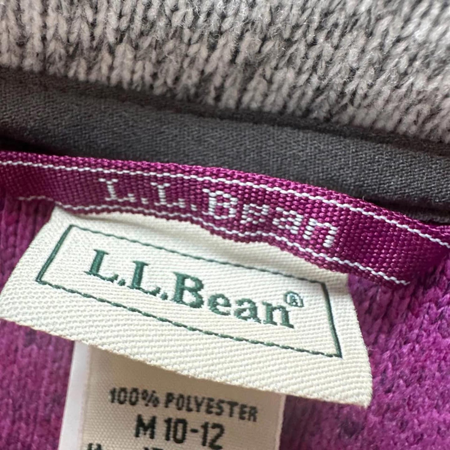L.L. Bean kids purple & grey quarter snap colorblock fleece pullover sweater size M (10/12)