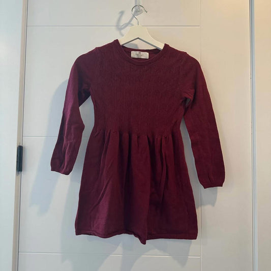 H&M kids 6% wool burgundy sweater dress size 6X/7