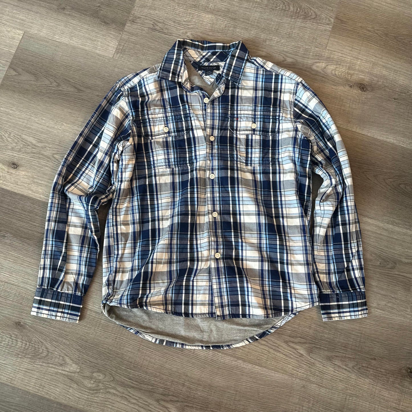 Tommy Hilfiger kids lined plaid button down size L(12/14)