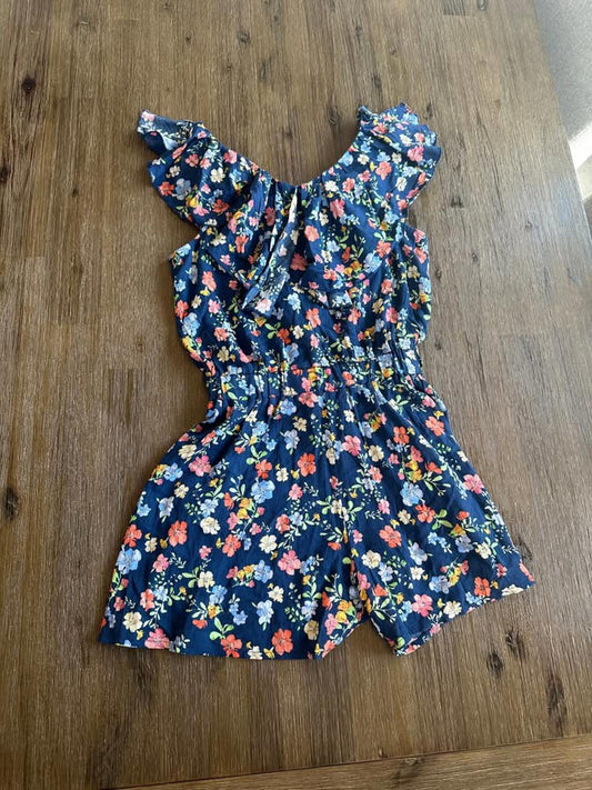 Zara girls floral lined ruffled romper size 11/12