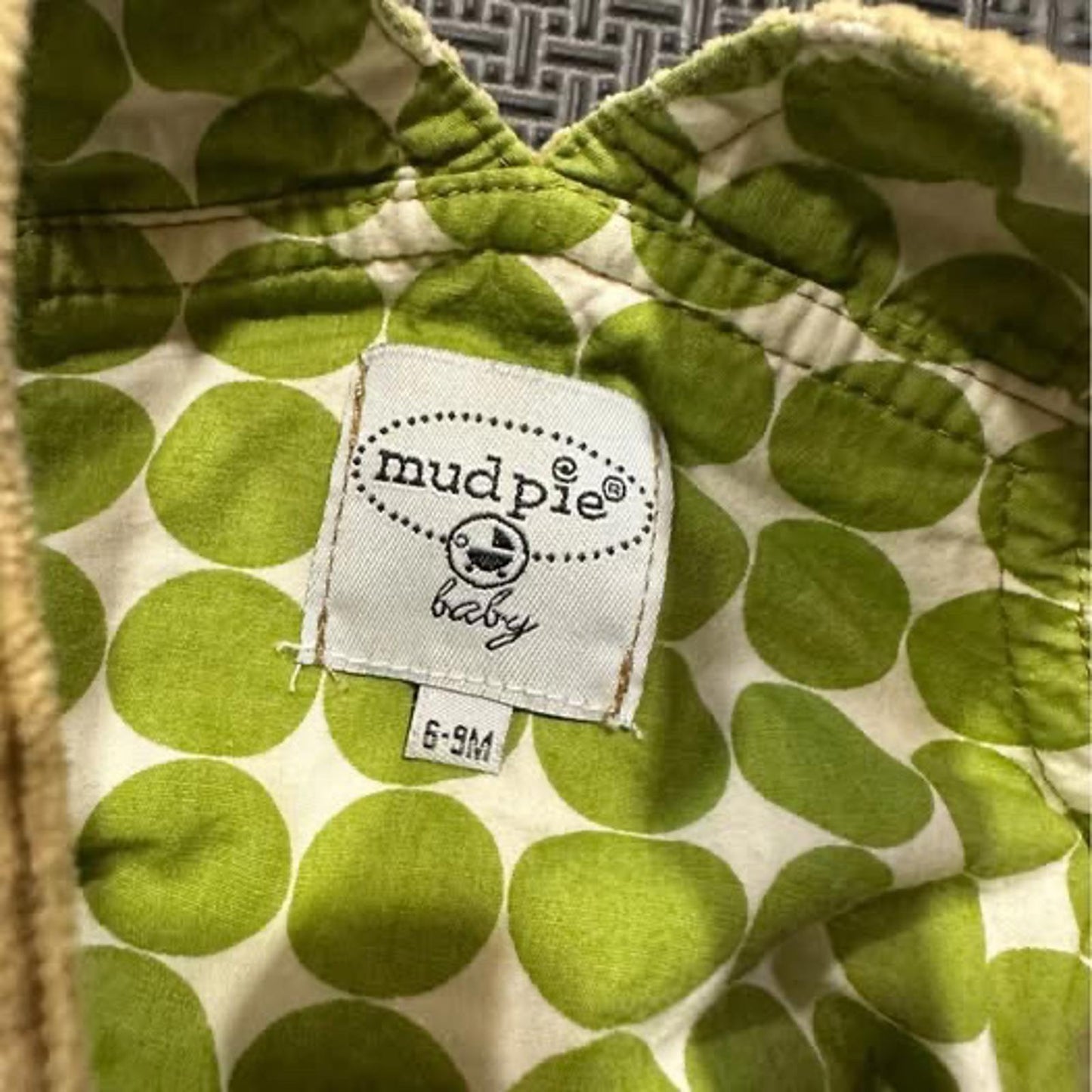 Baby tan corduroy owl overalls size 6-9 months