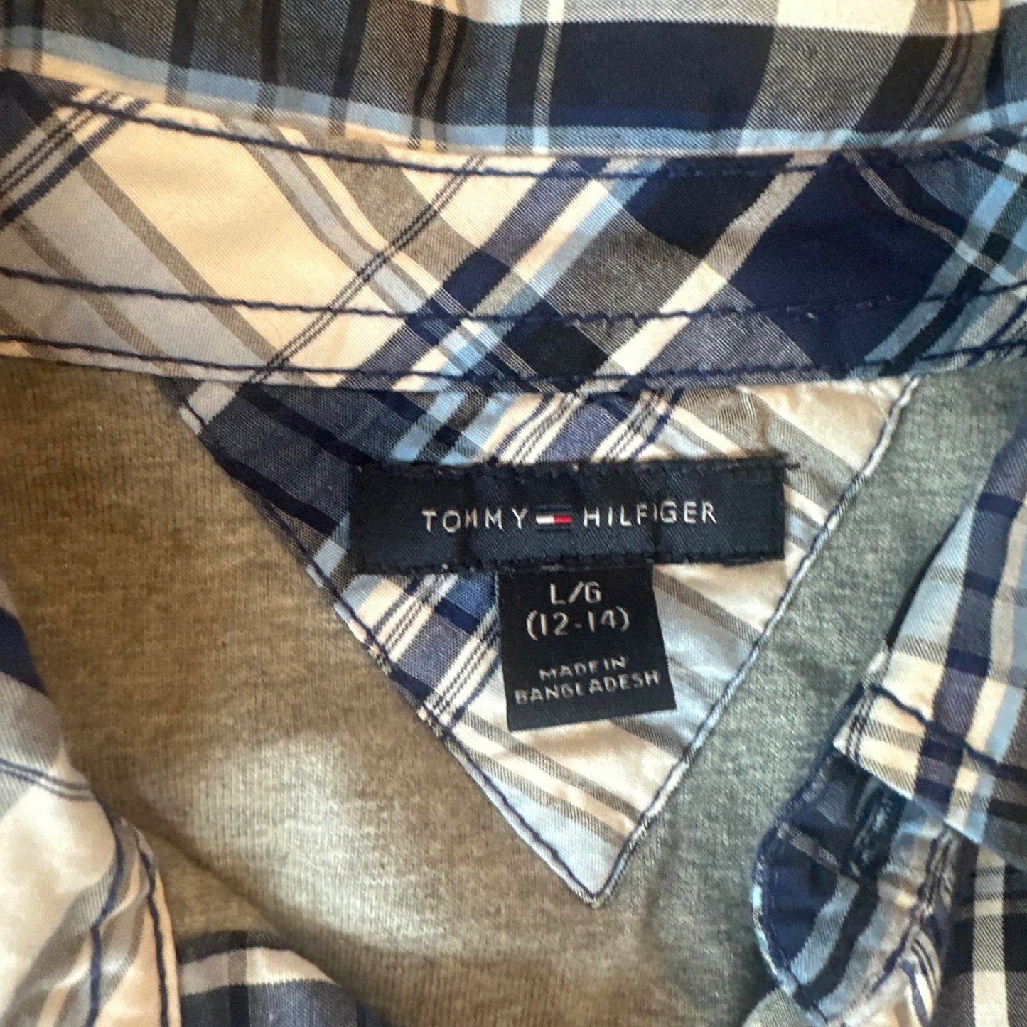 Tommy Hilfiger kids lined plaid button down size L(12/14)