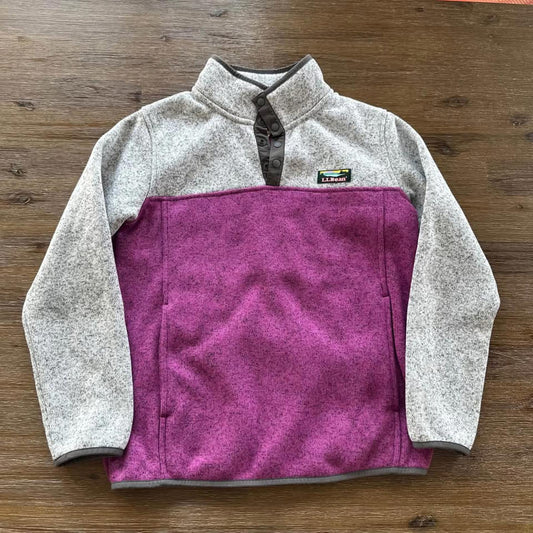 L.L. Bean kids purple & grey quarter snap colorblock fleece pullover sweater size M (10/12)