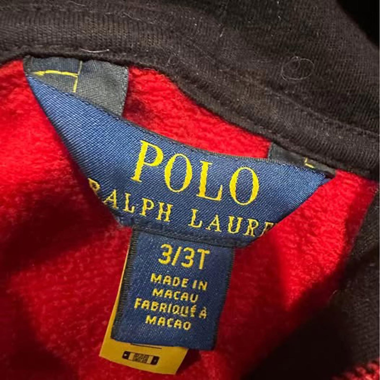 Polo Bear by Polo Ralph Lauren red and black toddler hoodie size 3/3T