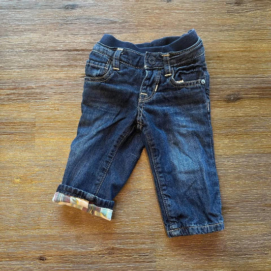 GAP 1969 baby plaid lined jeans Size 3-6 months