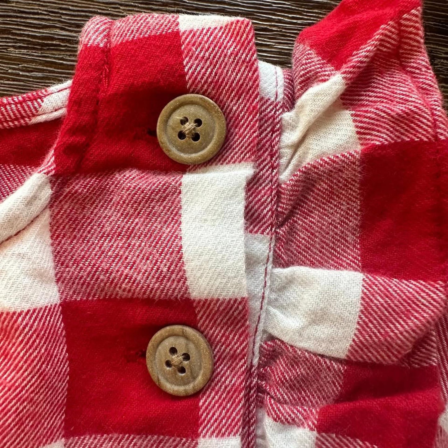 Rise little earthling red flannel baby dress size 6-9 months