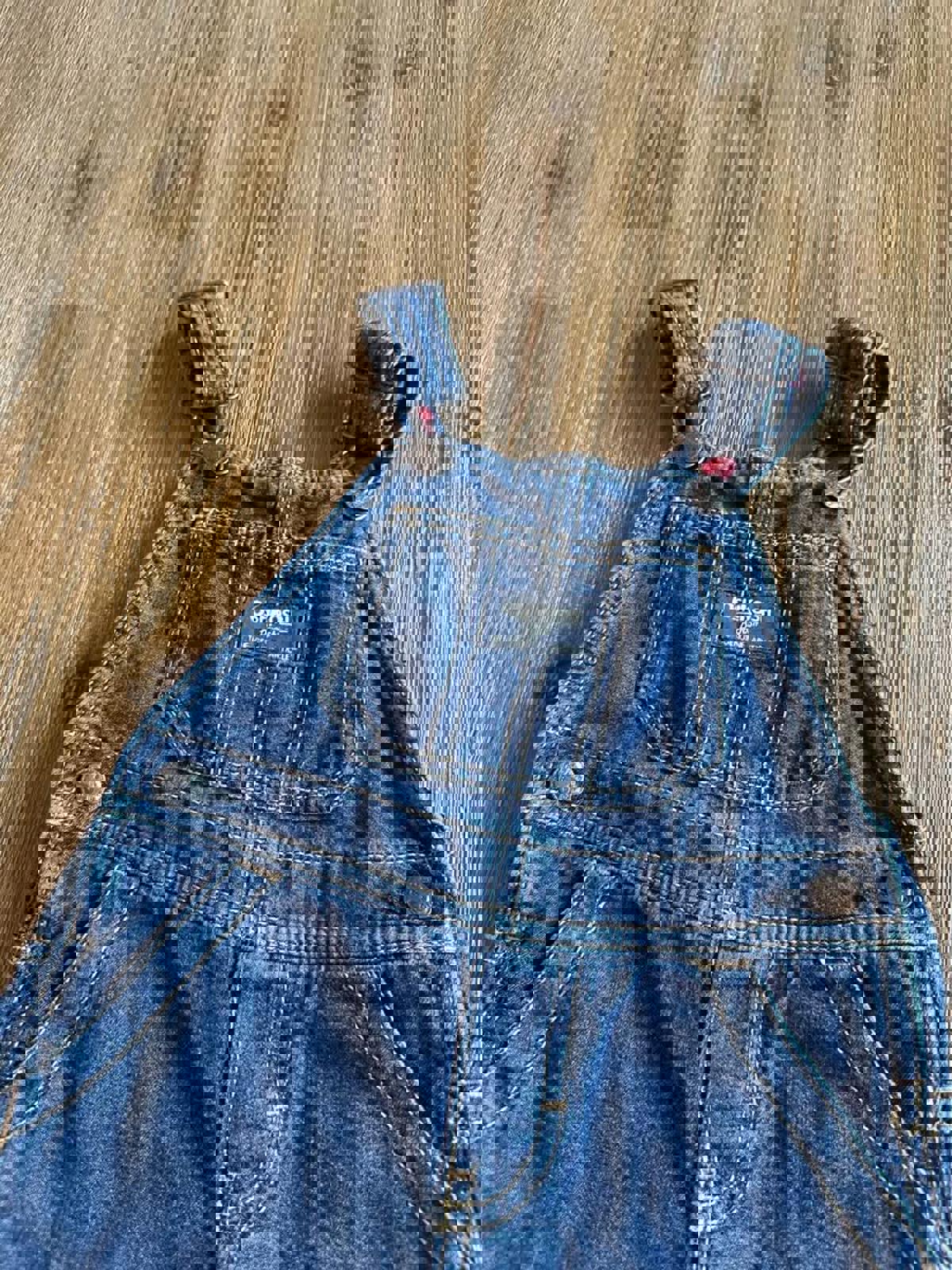 OshKosh denim jean overalls with plaid lining size 18 months