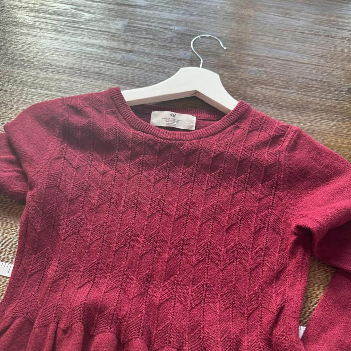H&M kids 6% wool burgundy sweater dress size 6X/7