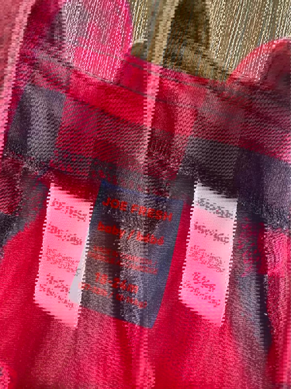Red & Black buffalo plaid baby toddler overalls size 18-24 months