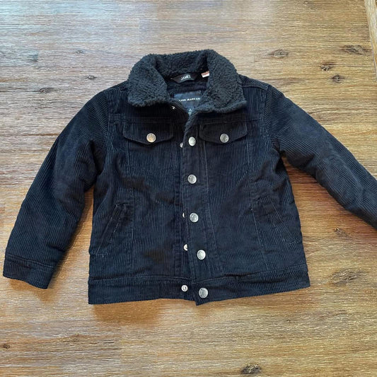 Silver Jeans kids black corduroy jacket with sherpa lining size 5