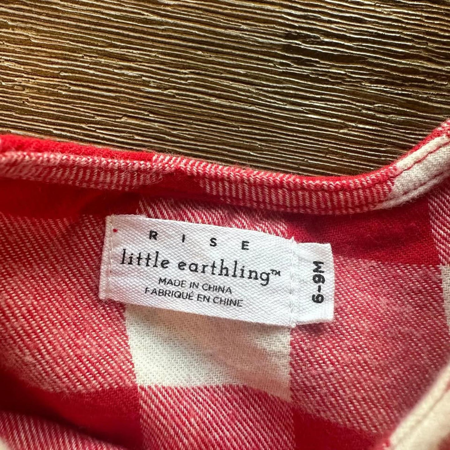Rise little earthling red flannel baby dress size 6-9 months