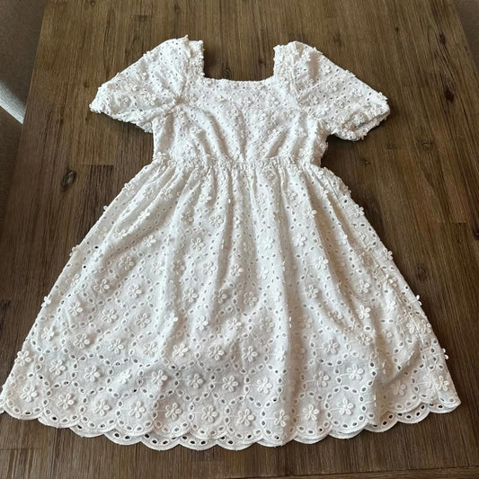 Zara girls/kids white eyelet dress size 10