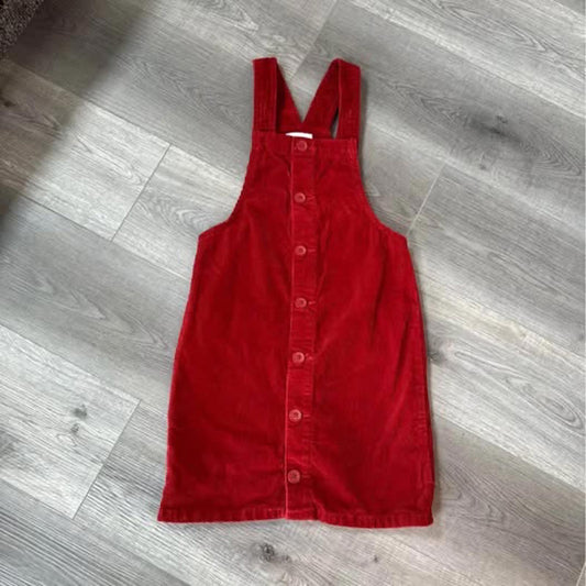 Red corduroy jumper dress overall dress kids size 8