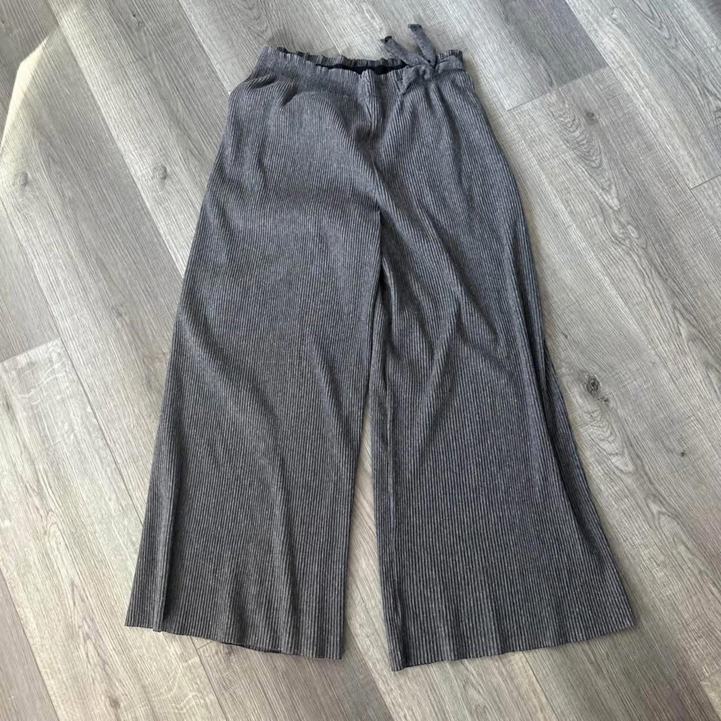 Zara kids grey ribbed wide leg pants size 11-12