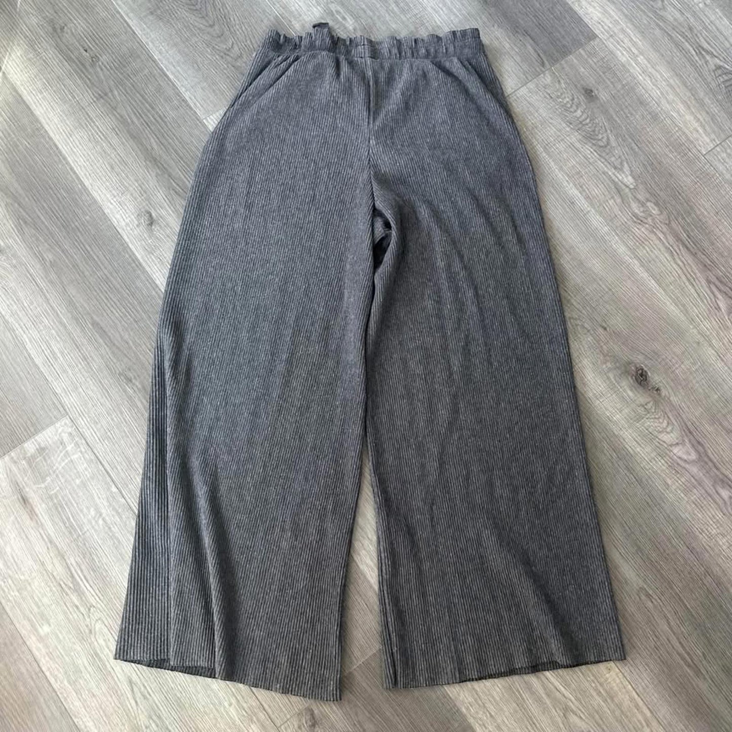 Zara kids grey ribbed wide leg pants size 11-12
