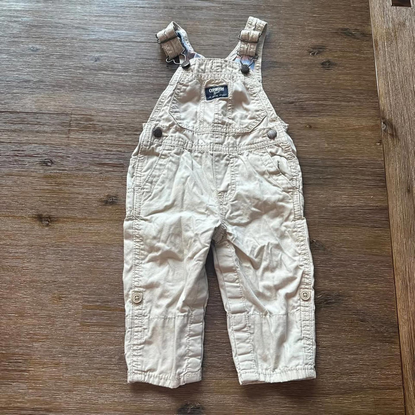 OshKosh B'gosh beige baby overalls size 12 months