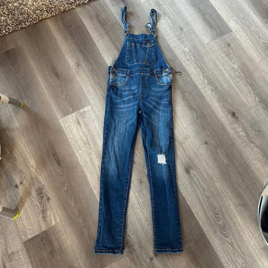 Zara girls kids denim jean overalls size 11-12
