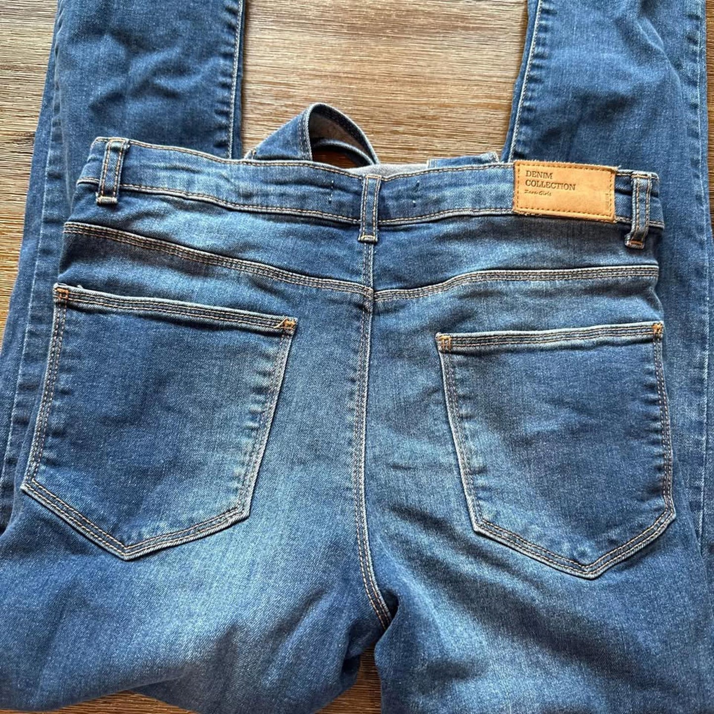 Zara girls kids denim jean overalls size 11-12
