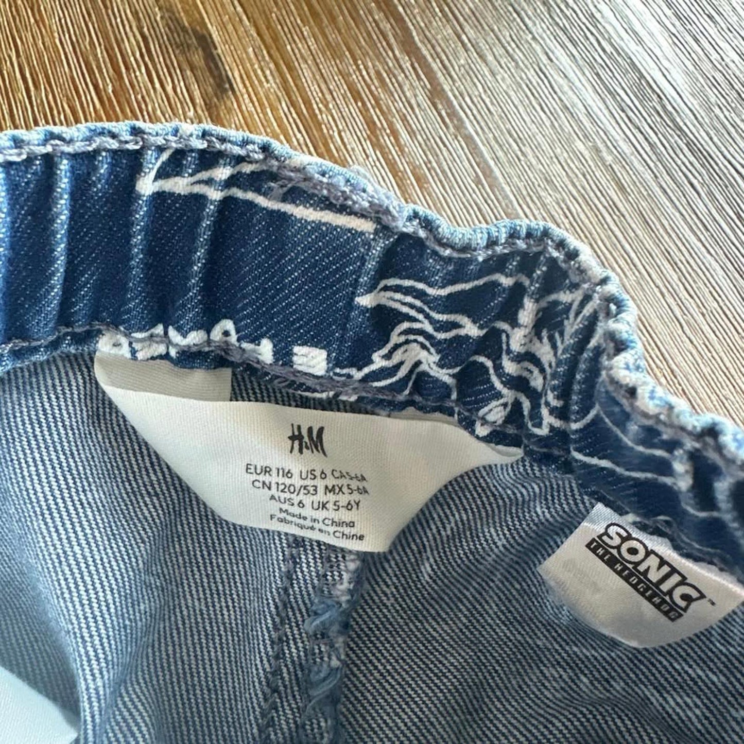 H&M x Sonic kids denim joggers jeans size 6