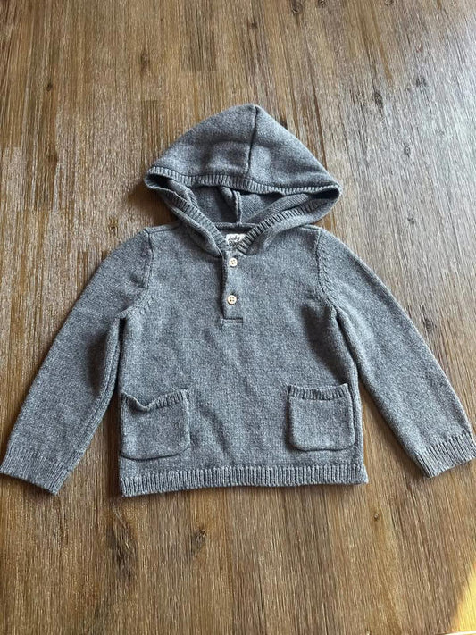10% wool grey hooded baby toddler sweater size 24 months