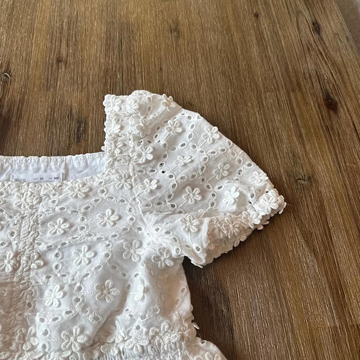 Zara girls/kids white eyelet dress size 10