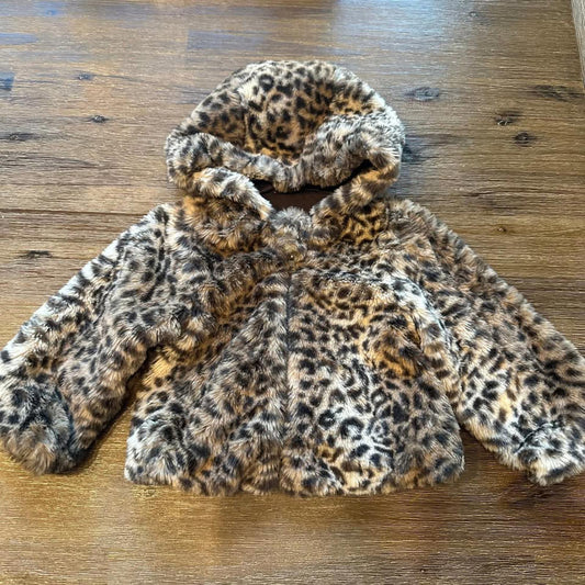 Liv & Lottie baby faux fur animal print coat size 12 months