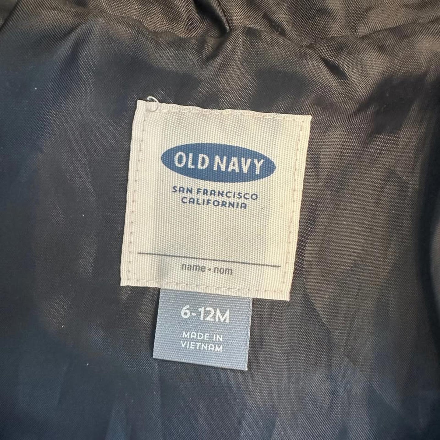 Old Navy baby black coat size 6-12 months