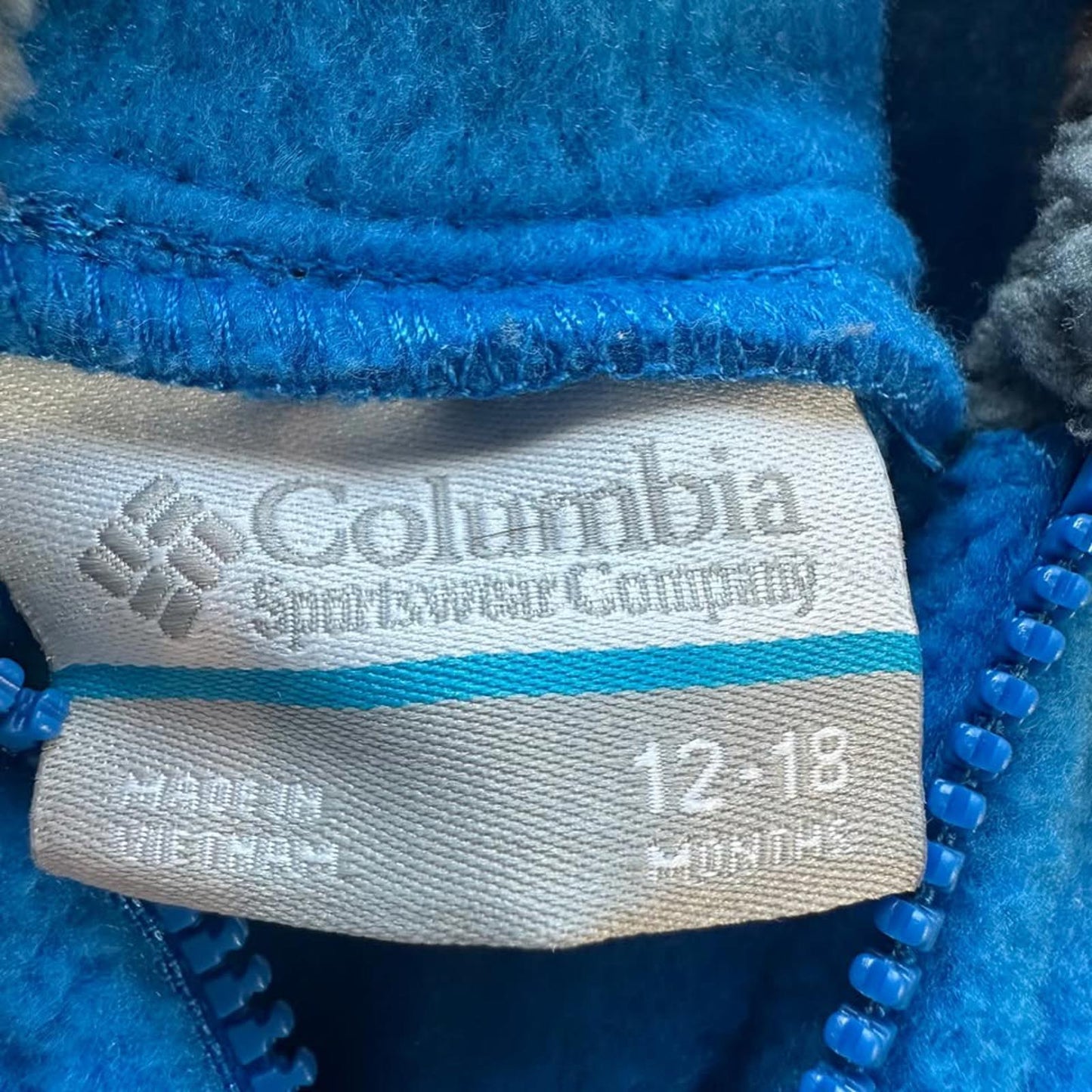 Columbia baby bright blue fleece bunting suit size 12-18 months