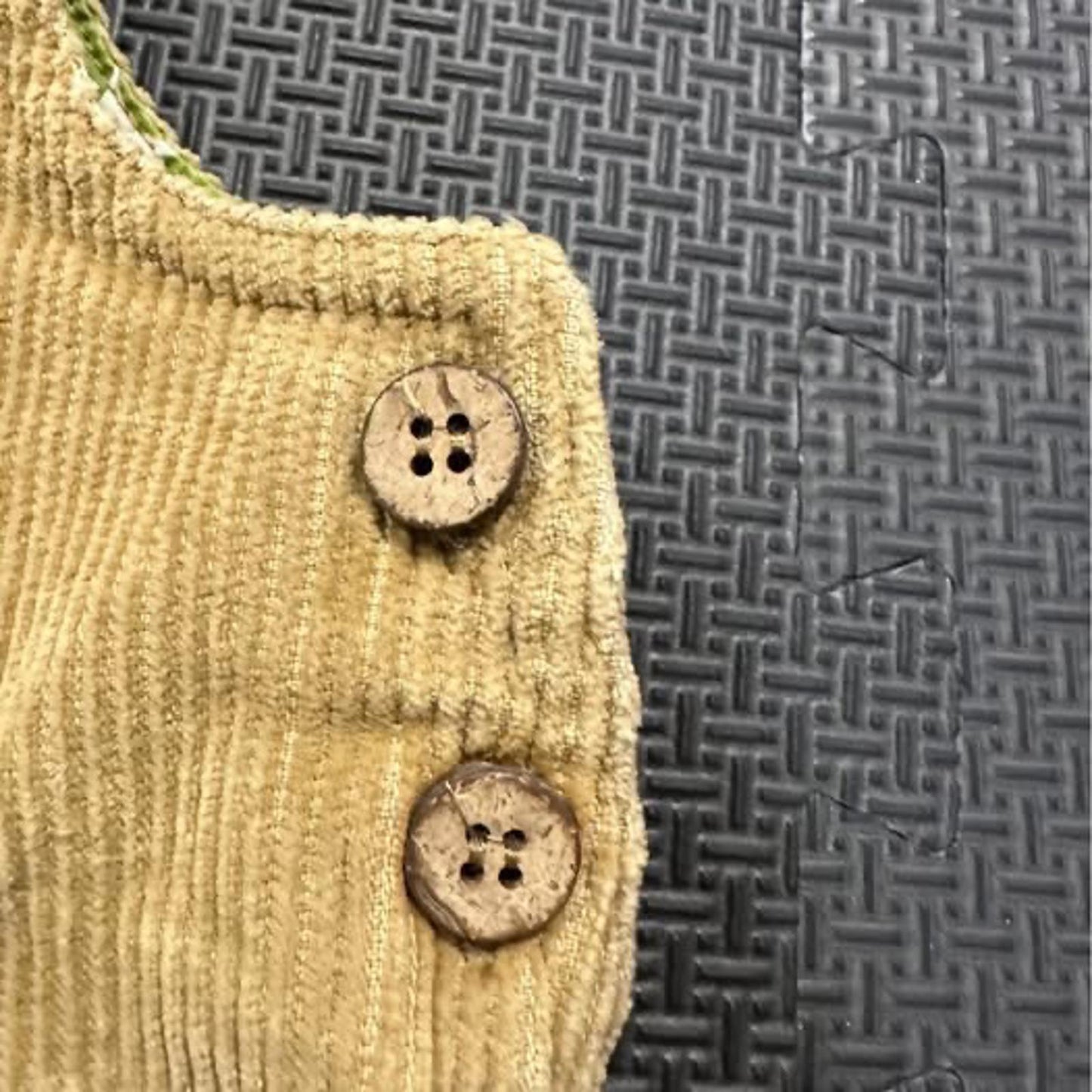 Baby tan corduroy owl overalls size 6-9 months