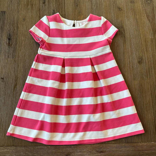 Pink & white striped baby dress size 18-24 months
