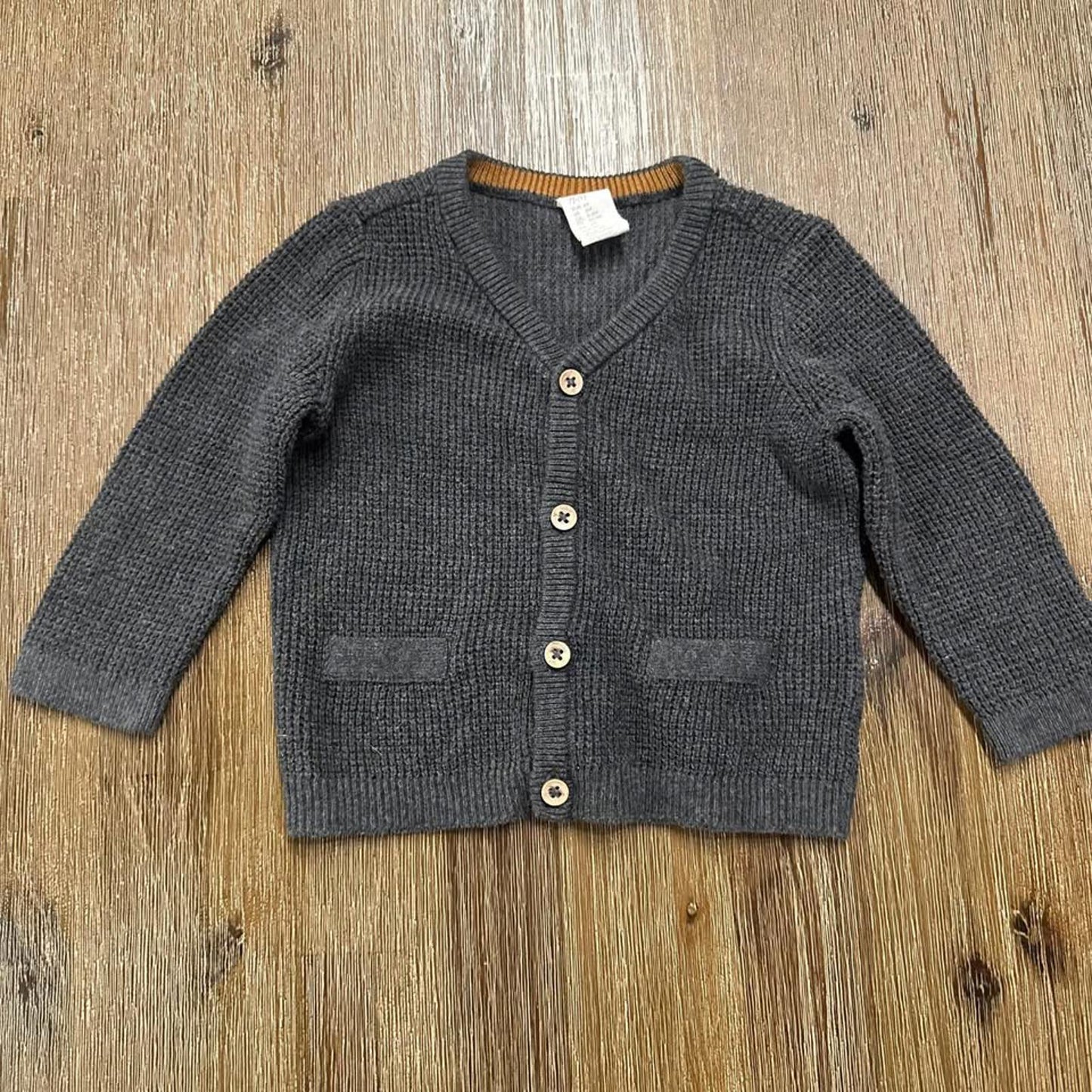 H&M grey knit baby cardigan 100% cotton size 6 months