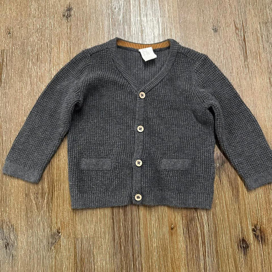 H&M grey knit baby cardigan 100% cotton size 6 months