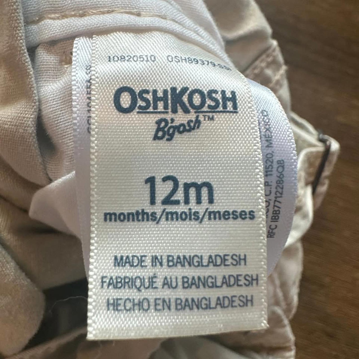 OshKosh B'gosh beige baby overalls size 12 months