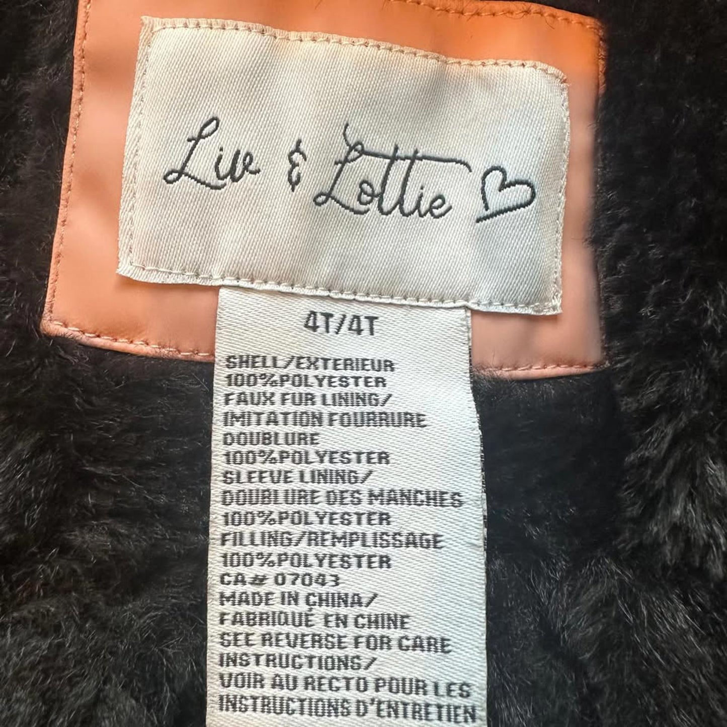 Liv & Lottie toddler pink heart print jacket with faux fur lining size 4T