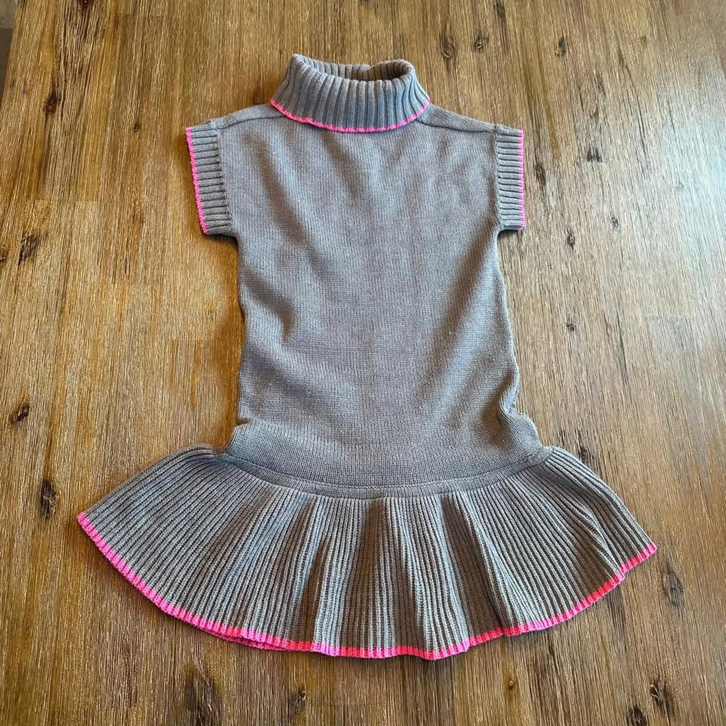Gymboree kids grey & pink short sleeve turtleneck knit sweater dress size 5
