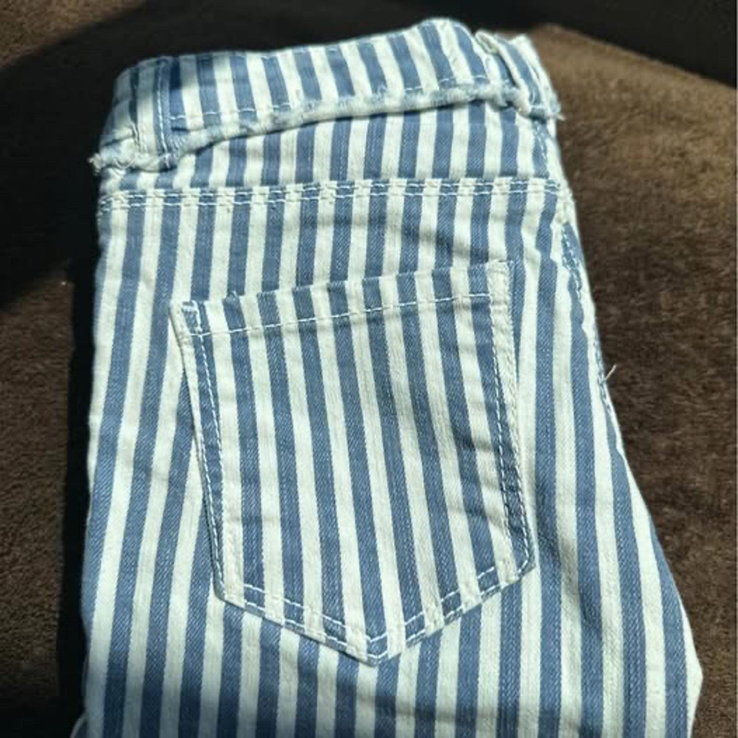 Zara Kids girls white & blue striped denim jeans size 6