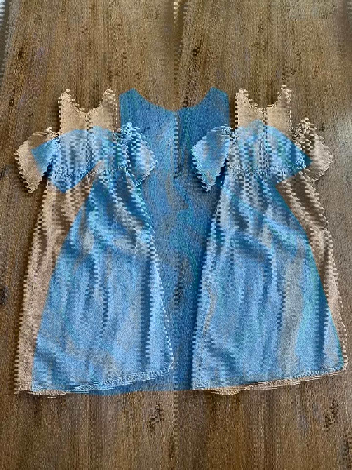 Zara girls cold shoulder denim chambray dress with ruffles size 9