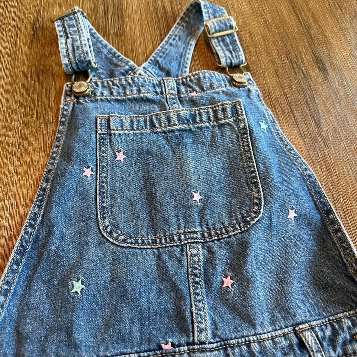 GAP kids star print denim short overalls shortalls size XL