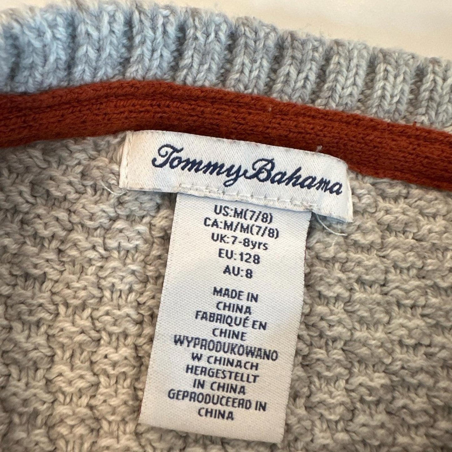 Tommy Bahama Boys Crewneck Knit Colorblock Sweater size M (7/8)