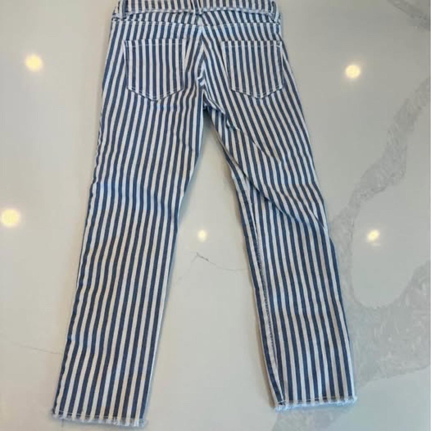 Zara Kids girls white & blue striped denim jeans size 6